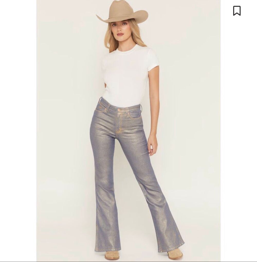 Wrangler x Lainey Wilson Glitter High-rise Flare Jeans Blue Womens Sz 30x32 NEW